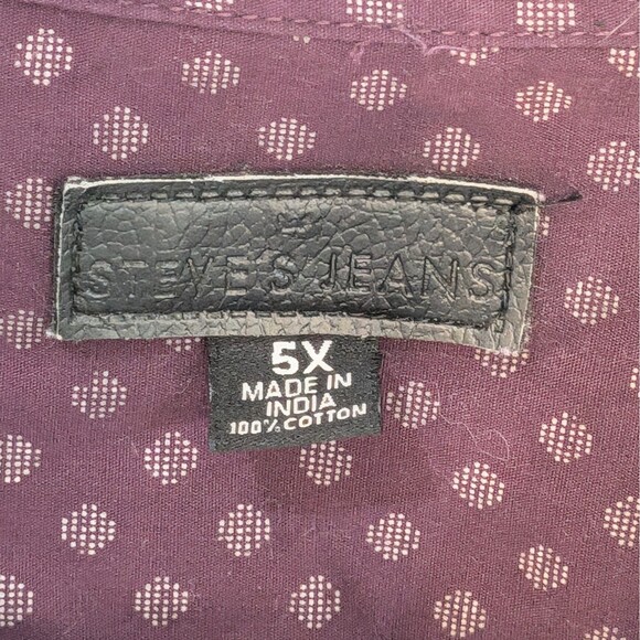 Steve's Jeans 5X Button Down Shirt Men's Maroon Burgundy Short Sleeve Collared - Picture 6 of 8